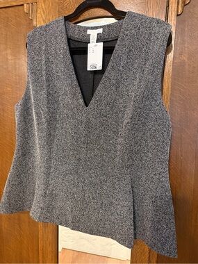 H&M Gray Sleeveless V-Neck Peplum Top Vest, XL, NWT